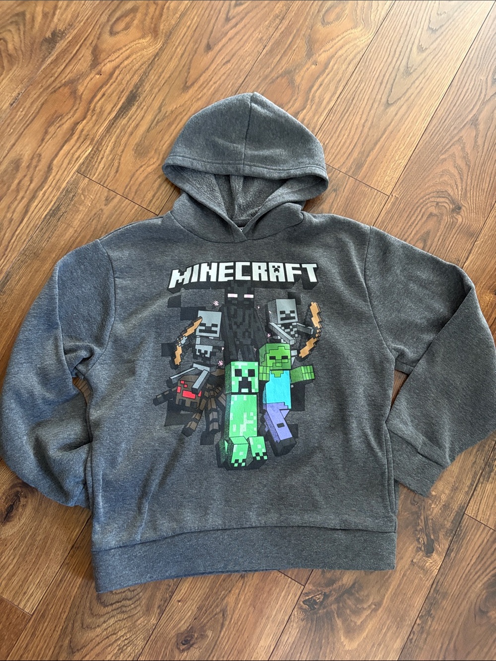Boys' Dark Gray Graphic Minecraft Hoodie Sweatshirt